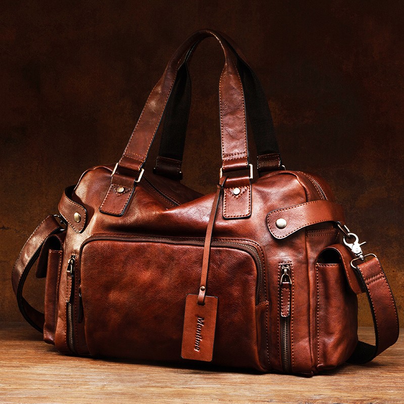 Travel Luggage Set - Vintage vegetable tanned leather eraser men's