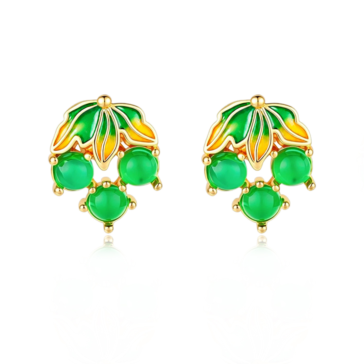 Burmese Jadeite Grape Earrings - Gold Plated Jewelry ulasan dan harga