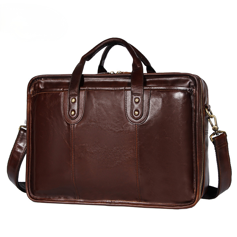 Men's Top Grain Cowhide Leathe - Leather Briefcase ulasan dan harga