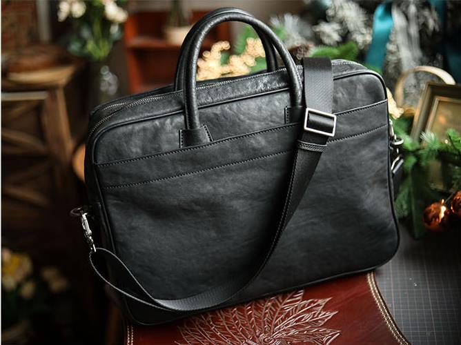 LuxurySoft Black Genuine Leath - Leather Briefcase ulasan dan harga